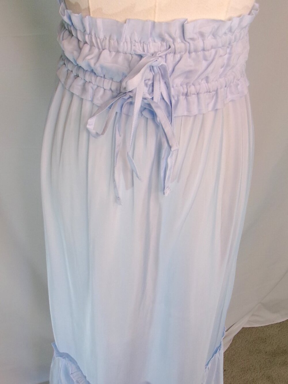 J.Crew Light Blue Maxi Skirt XL Paperbag Waist Ruffle Hem Boho Cottagecore - Picture 1 of 6